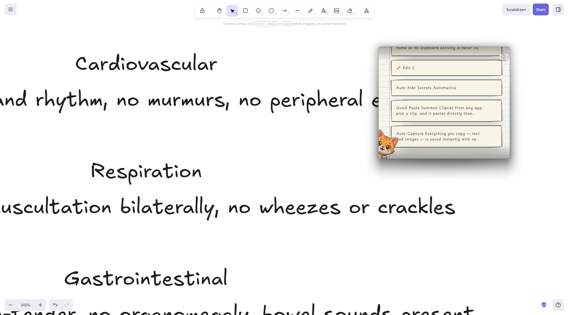 Quick Paste - Clipcat summoned as an overlay over another app